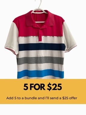 Ladies Golf Polo Shirt in Hot Pink with Stripes